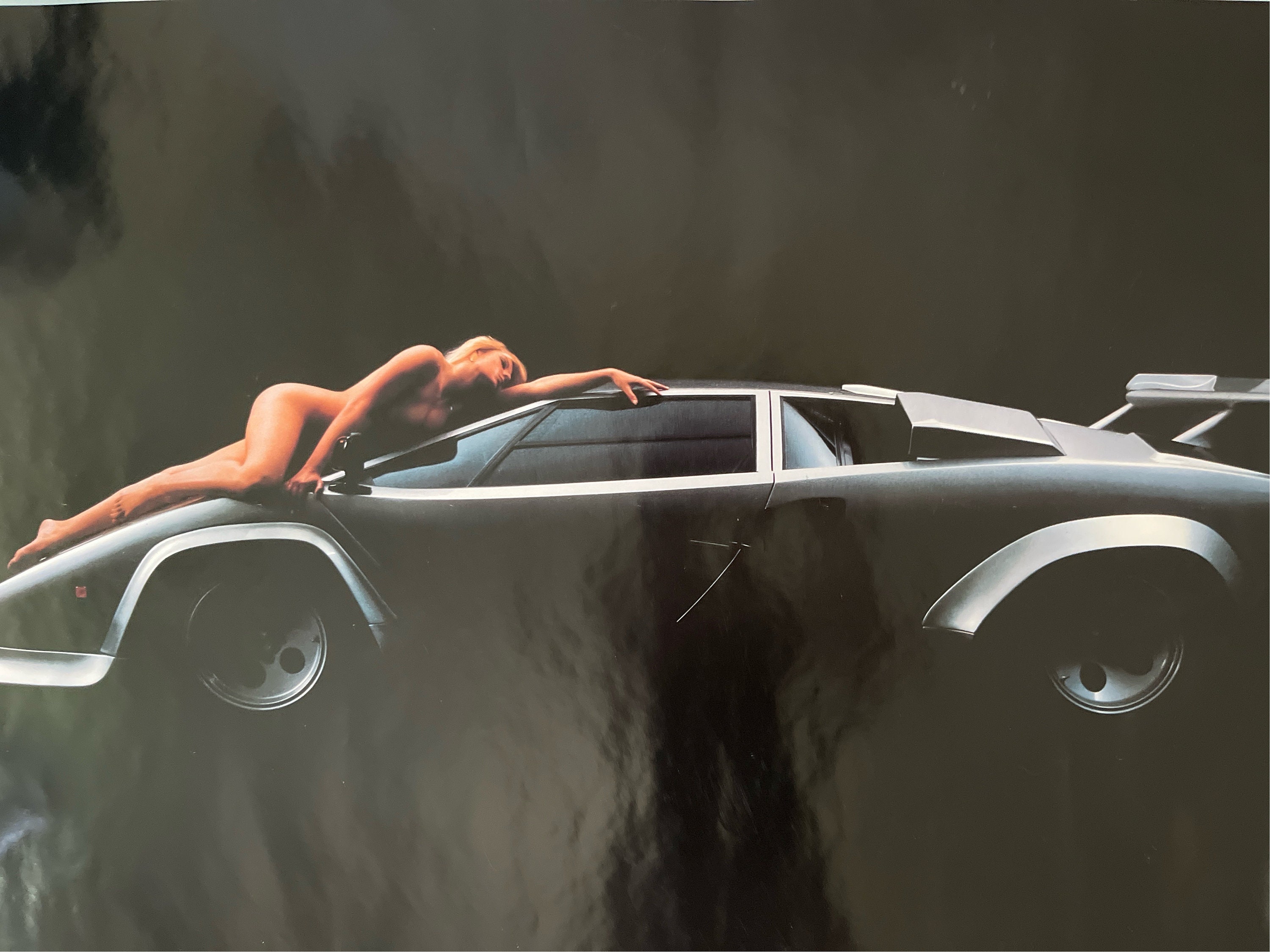 Original vintage poster Lamborghini Countach model bikini girl