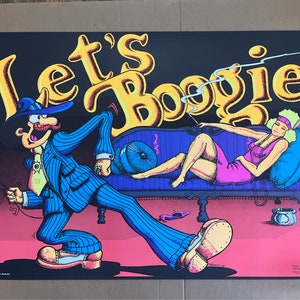 lets boogie cartel vintage original hombre mujer baile pareja de baile años 1970