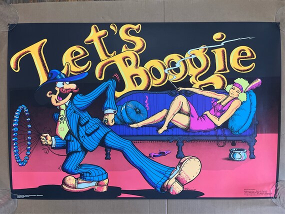 Lets Boogie Original Vintage Poster Man Woman Dance Dancing Couple