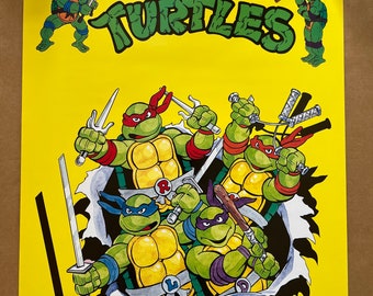 Turtles 1990 Ninja Turtles Cartoon Stream Vintage Poster Teenage