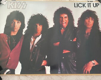 Original Vintage Kiss Lick It up Poster 1980s Music Memorabilia