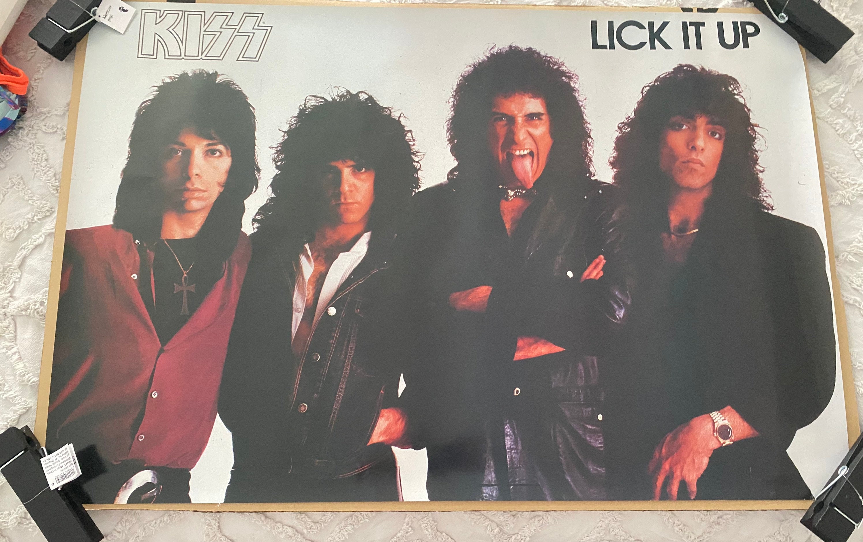 Original Vintage Kiss Lick It up Poster 1980s Music