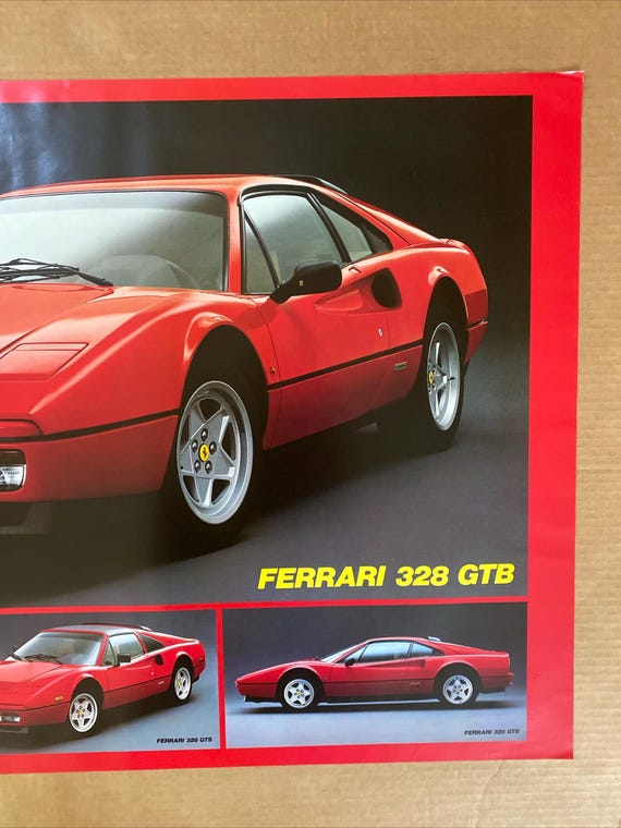 Ferrari GTB カタログ Ferrari 328 GTB Vintage Poster Original Sport Car Race Car Red
