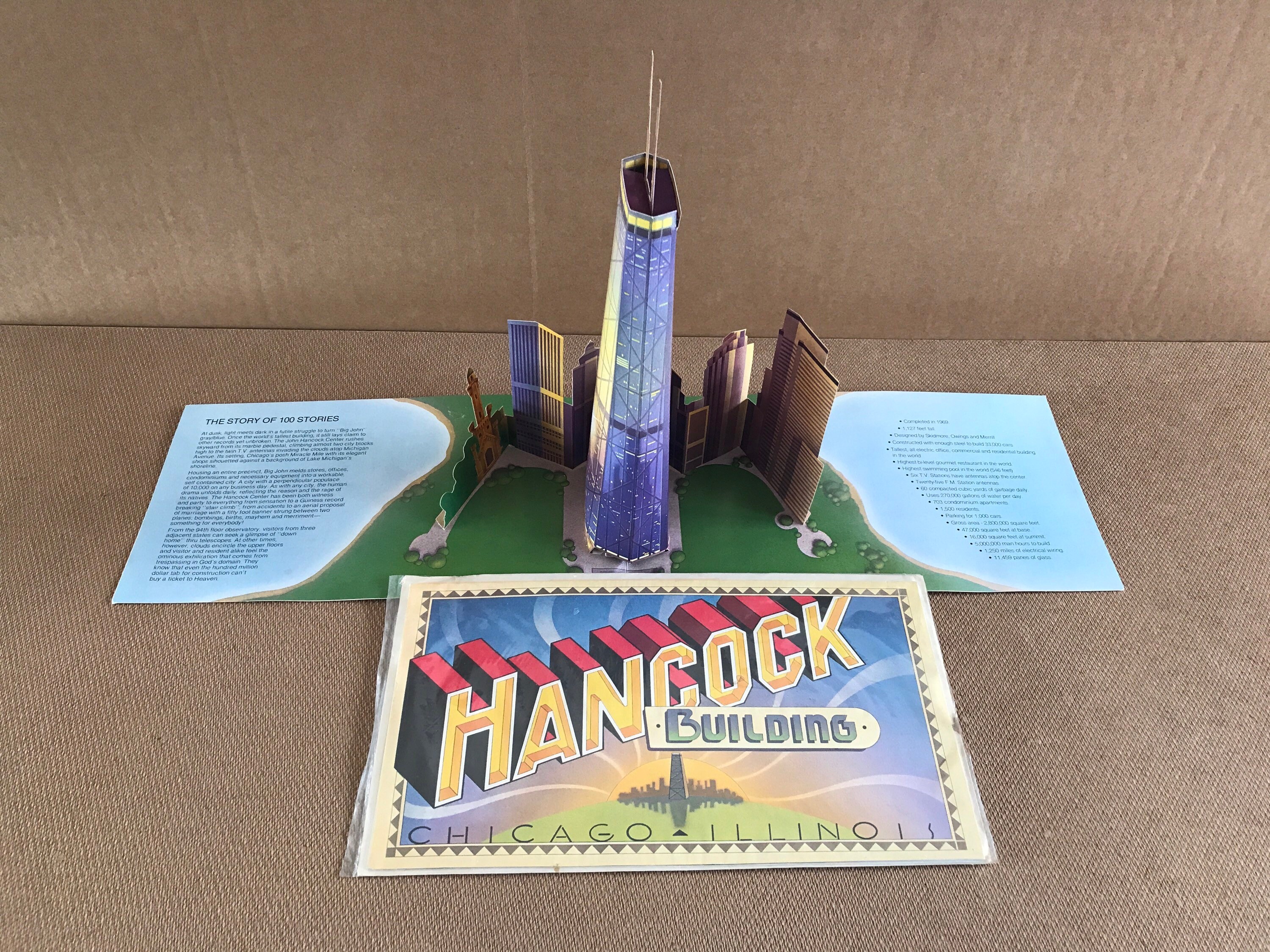 Vintage original 1970s Chicago Illinois Hancock building pop up popsites World Series landmark