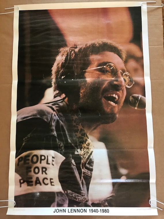 Original Vintage 1980 John Lennon Memorial Peace Poster Music