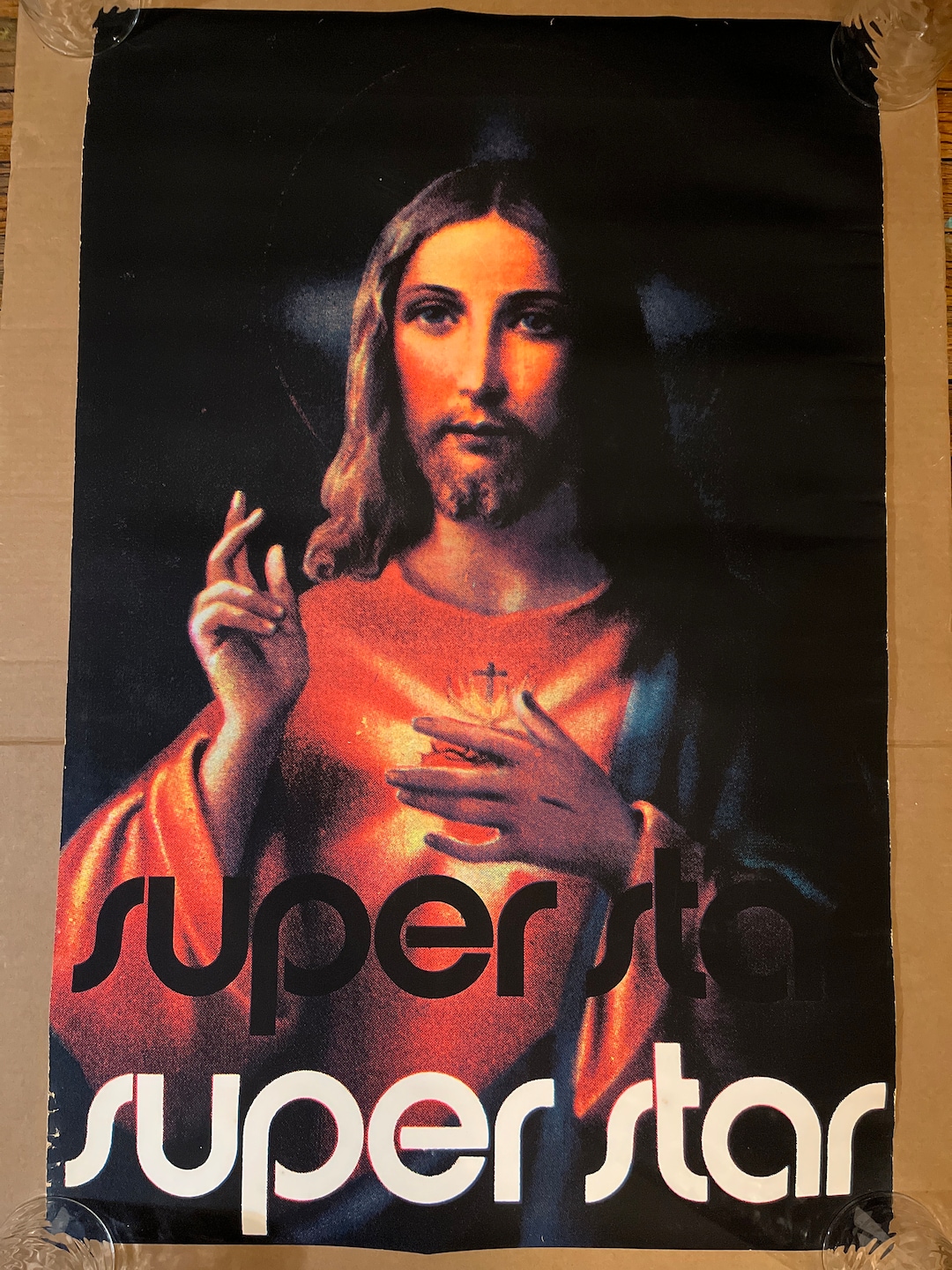 Vintage Blacklight Poster Jesus Christ Superstar Music Broadway Movie