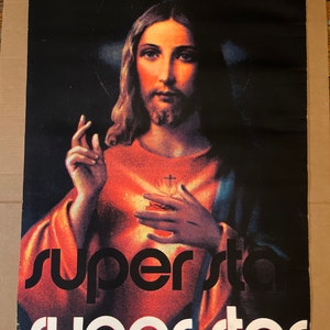 cartel de luz negra vintage Jesucristo superestrella música promoción de película de Broadway