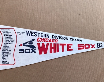 Vintage original 1980s Chicago White Sox Baseball pennant 1983 flag sports memorabilia western division champs