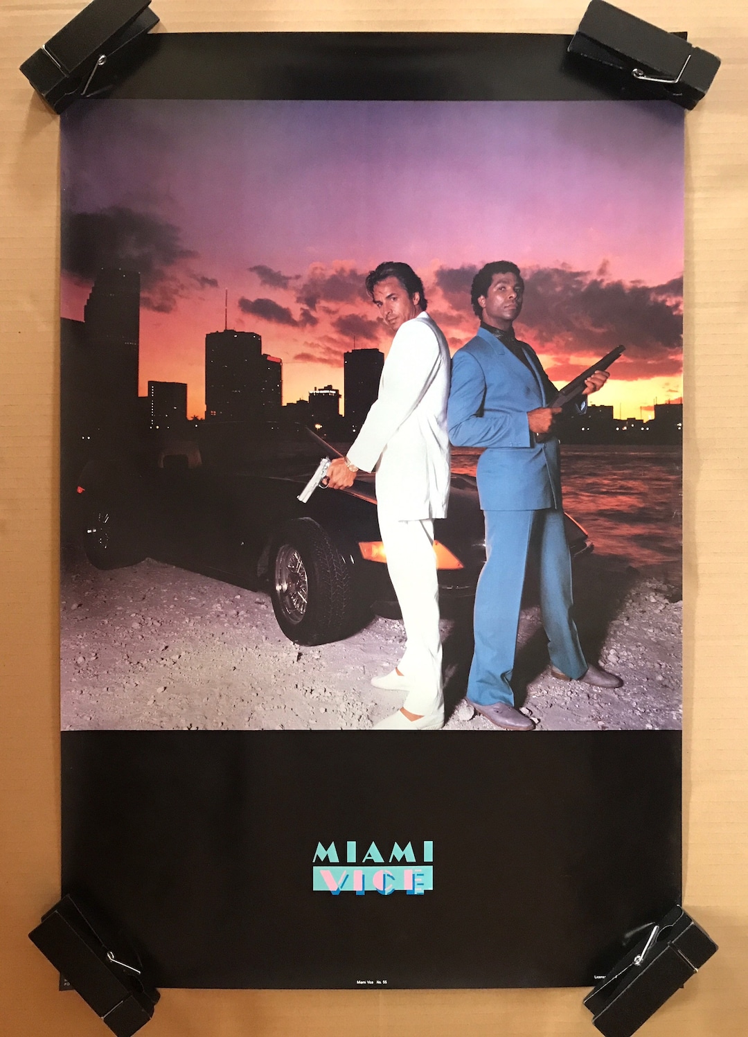 Vintage original 1980s Miami Vice Don Johnson poster sexy pinup Sonny  Crockett ocean water wet cop police -  Portugal