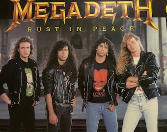 Megadeth on tour rust in peace 1990 promo vintage poster