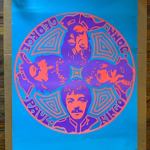 cartel vintage psicodélico el mandala de los Beatles peter marsh original 1994