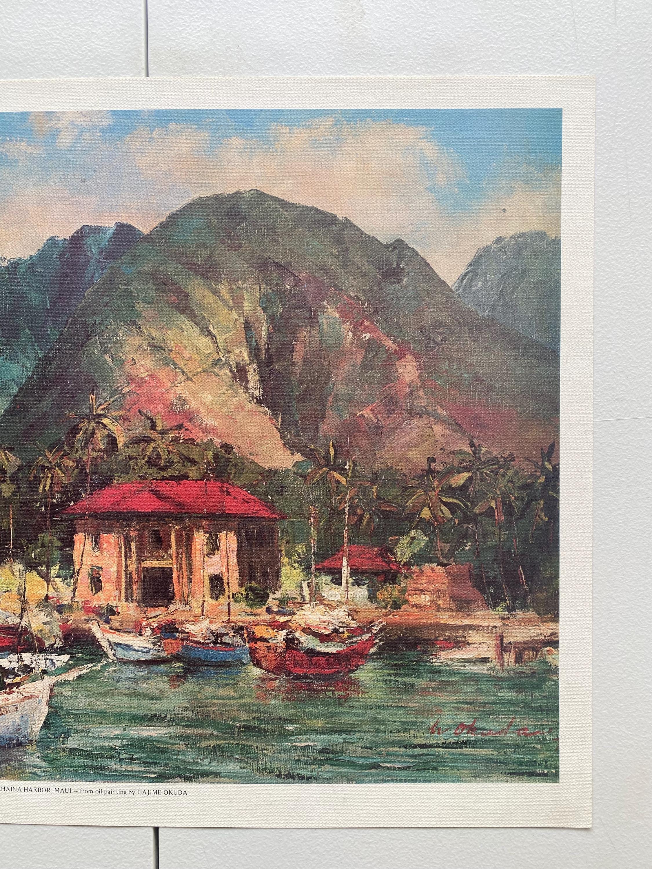 Lahaina Harbor Hawaii Vintage Canvas Print Hajime Okuda Oil