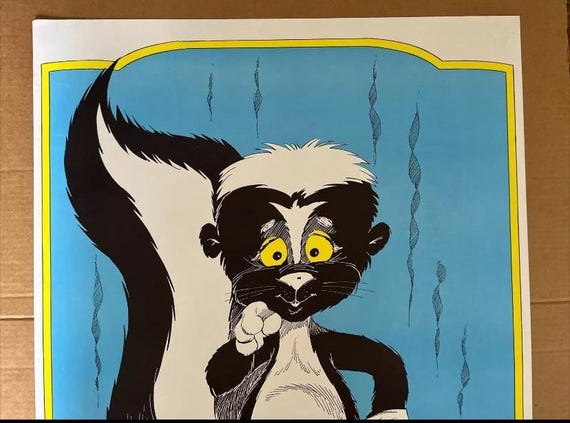 You Stink Vintage Poster Blacklight Animal Pinup 1970s Hole in the