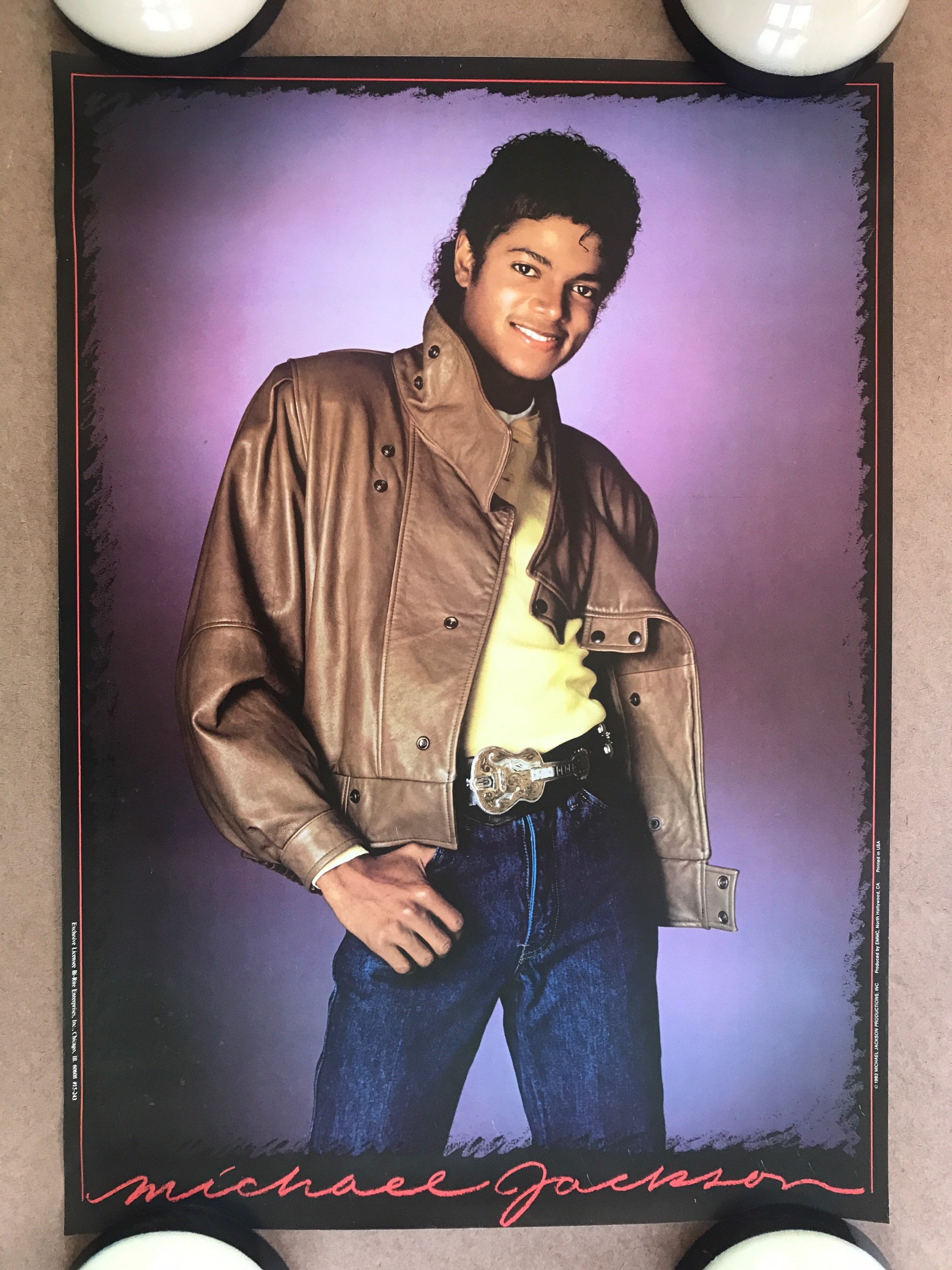 Vintage 80s Original Michael Jackson Jacket Beat It Promo Poster  18"x23" NOS