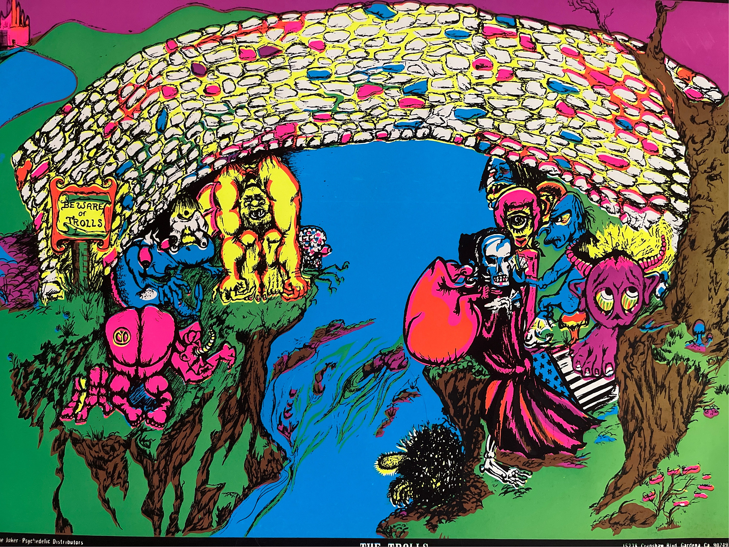 The Trolls Original Vintage Blacklight Poster 1970s Psychedelic