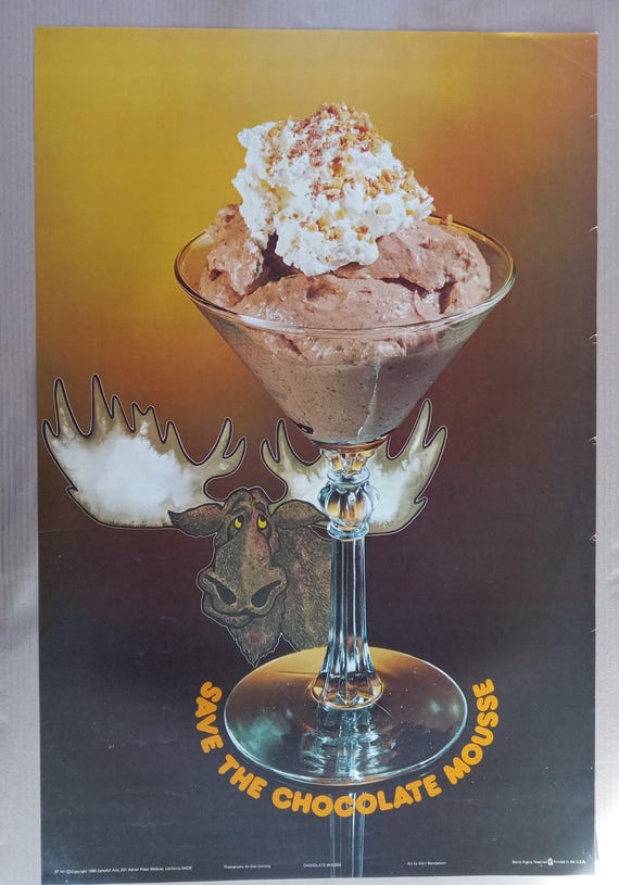 Vintage Original Save the Mouse Retro Poster 1980s Dessert Humor 