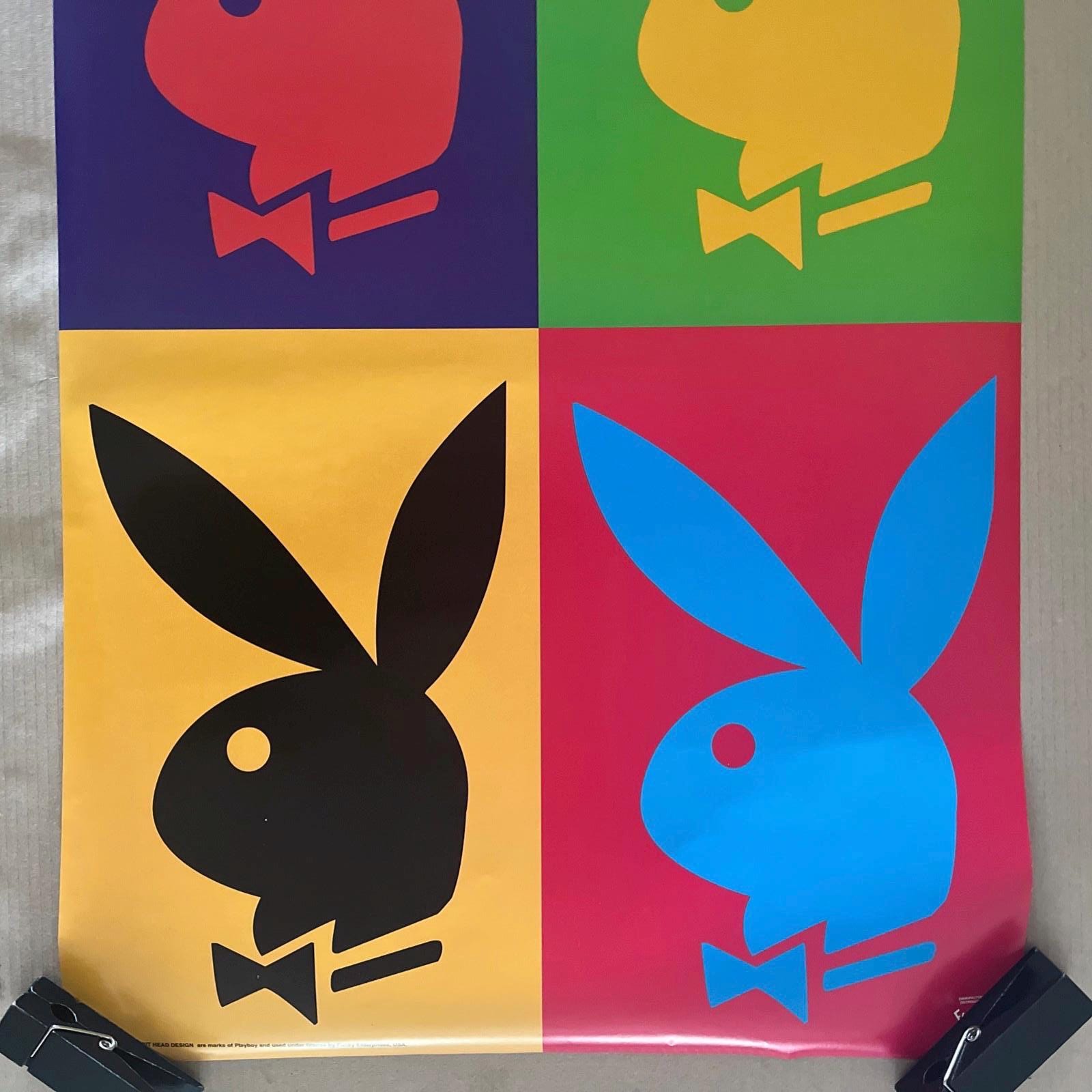 Vintage Original 2001 Playboy Bunny Rabbit Logo Poster Color Block ...