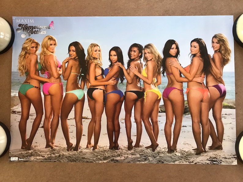 Original 2000s Maxim Beach Bikini Poster hometown hotties 2011 bathing