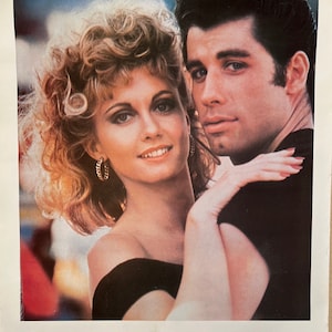 Póster de Grease original vintage con póster de película musical de Olivia Newton John y John Travolta de 1978