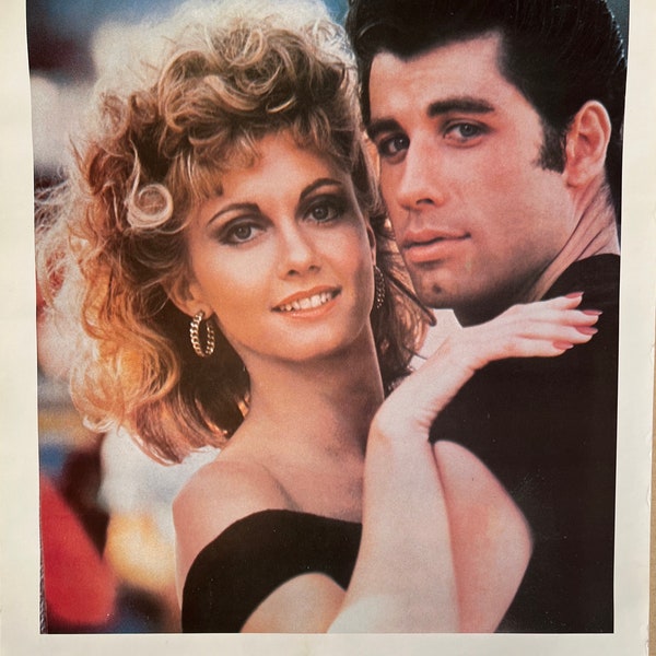 L'affiche originale vintage de Grease présente Olivia Newton John et John Travolta 1978 Affiche de film musical