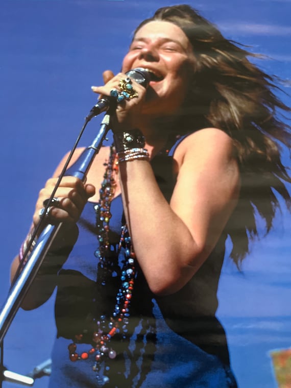 Janis Joplin Singing Vintage Poster Music Memorabilia 1998