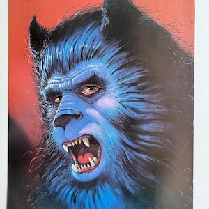 Póster original vintage de lobo Pro Arts 1980, hombre lobo, horror, miedo, Halloween, perro, espeluznante, animal, lobos, Montgomery Elliot