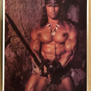 Cartel Vintage original Arnold Schwarzenegger Conan La película bárbara Promo
