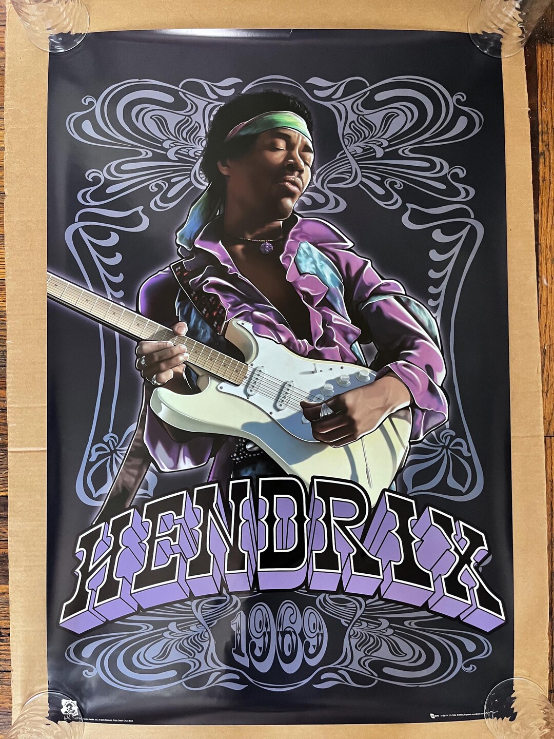 Jimi Hendrix Poster Psychedelic 1969 Smoke Purple Haze Vintage