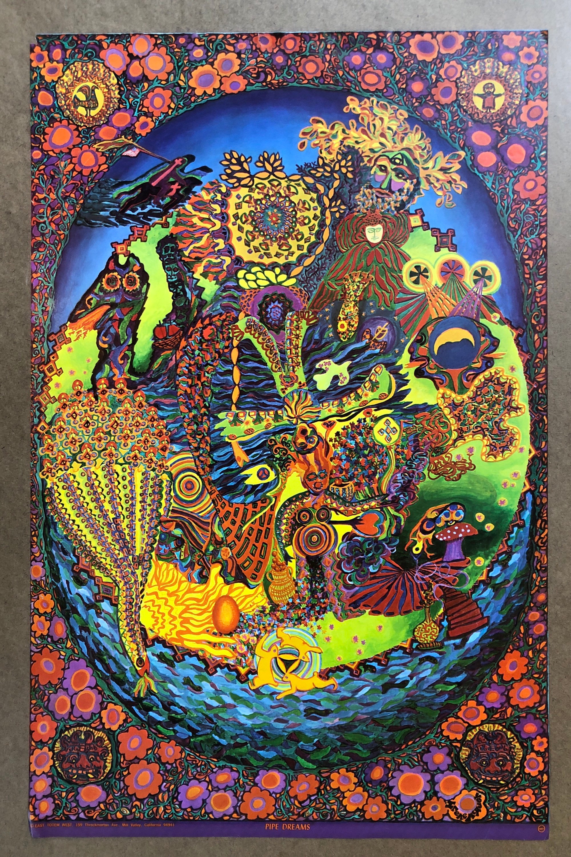 Vintage Poster Pipe Dreams East Totem West 1960s Psychedelic Smoke