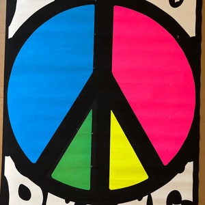 Signo de la paz Love Blacklight Pro Arts Vintage Poster