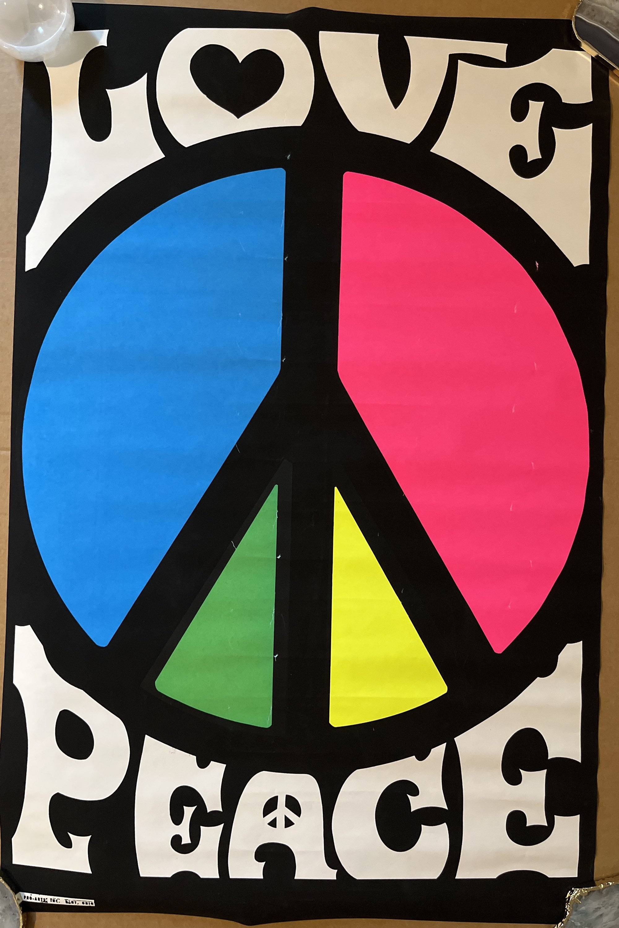 サイケデリック　LOVE &peace ブラックライトポスター　ピースマーク Peace Sign Love Blacklight Pro Arts Vintage Poster - Etsy