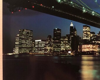 Brooklyn Bridge Poster New York City Cityscape 1980s Skyline NY - Etsy