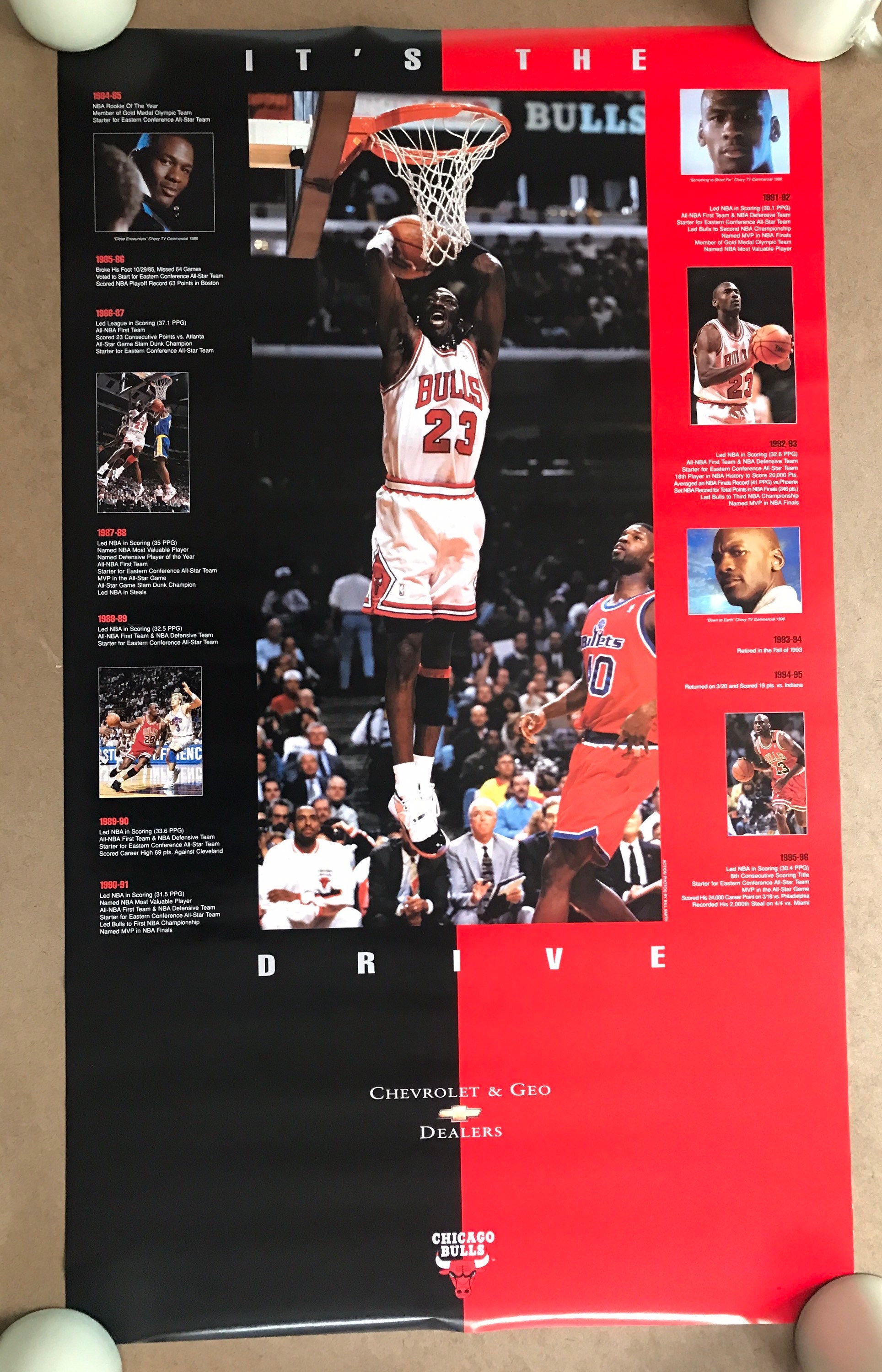 Vintage Original 1990s Chicago Bulls Michael Jordan Collage Poster