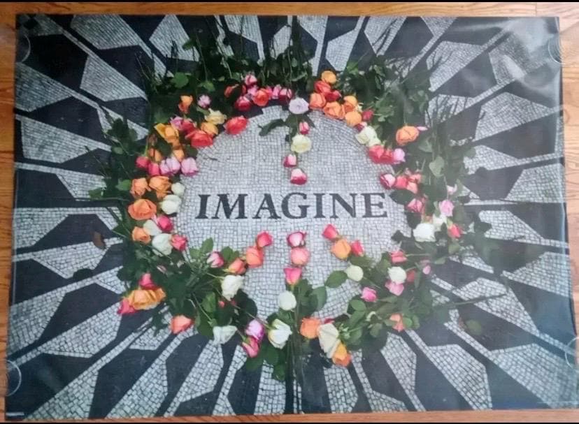John Lennon Imagine Subway Size Poster Large Peace Memorial Art