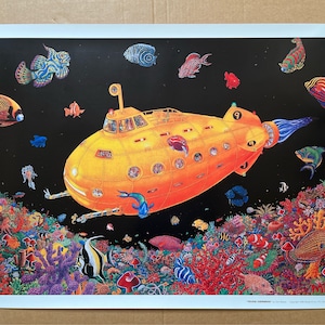 Submarino amarillo Tom Masse cartel vintage de los Beatles 1998