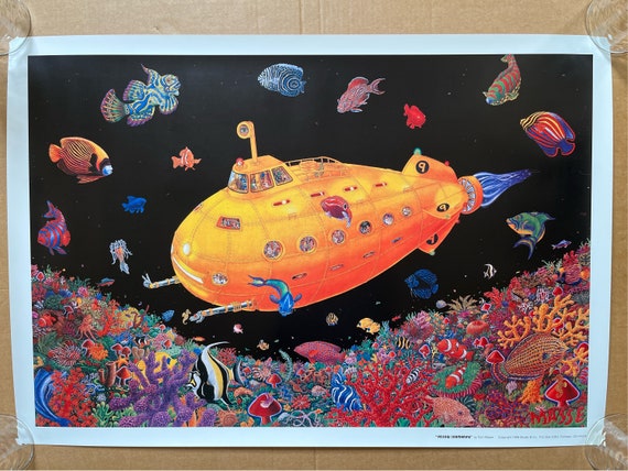 ビートルズ BEATLES トムマッセ Tom Masseアート 絵画 フレーム Yellow Submarine Tom Masse Vintage Poster the Beatles 1998 - Etsy