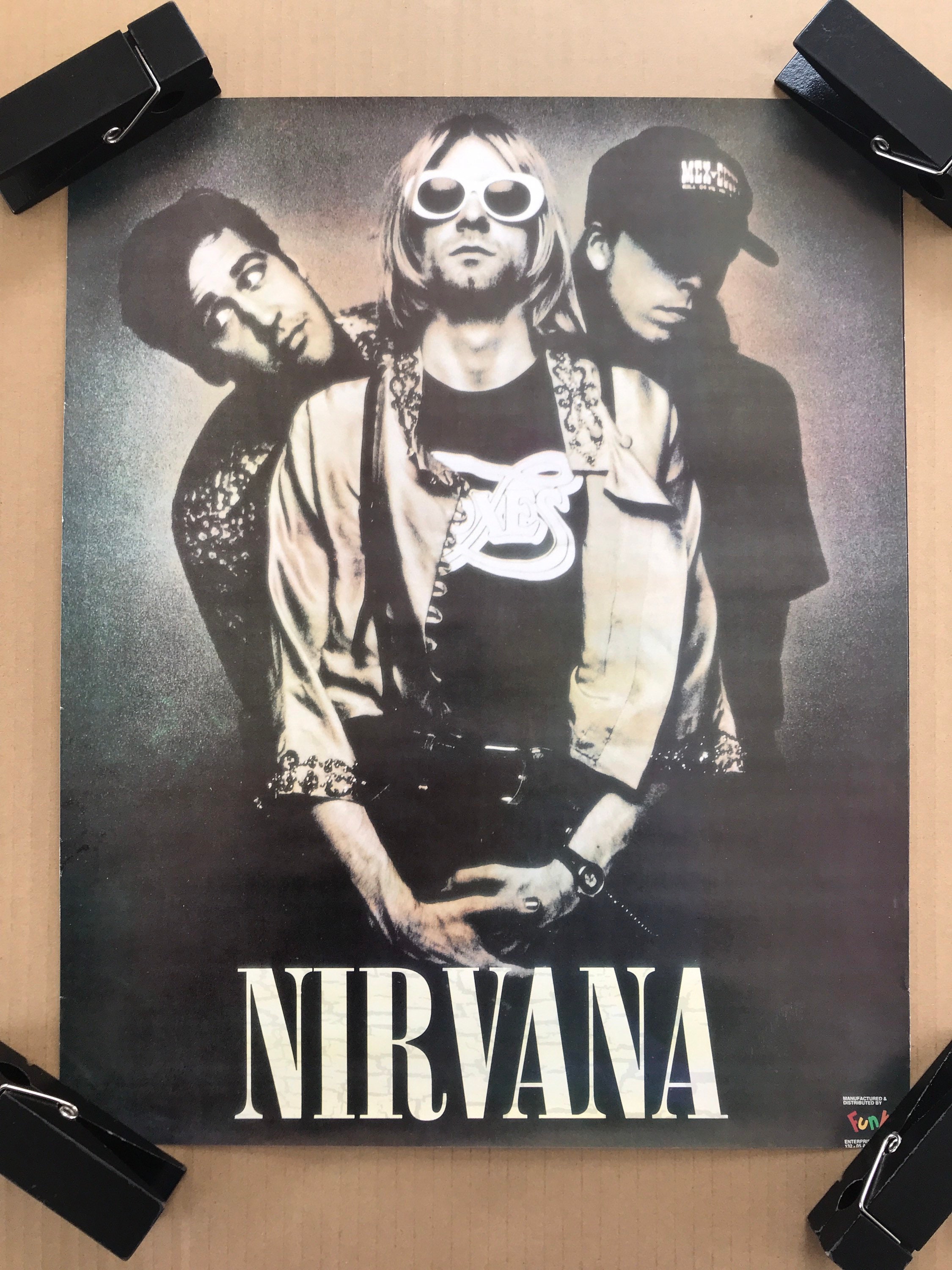 Vintage Original 1993 Nirvana Group Shot Poster Music Memorabilia Pinup 