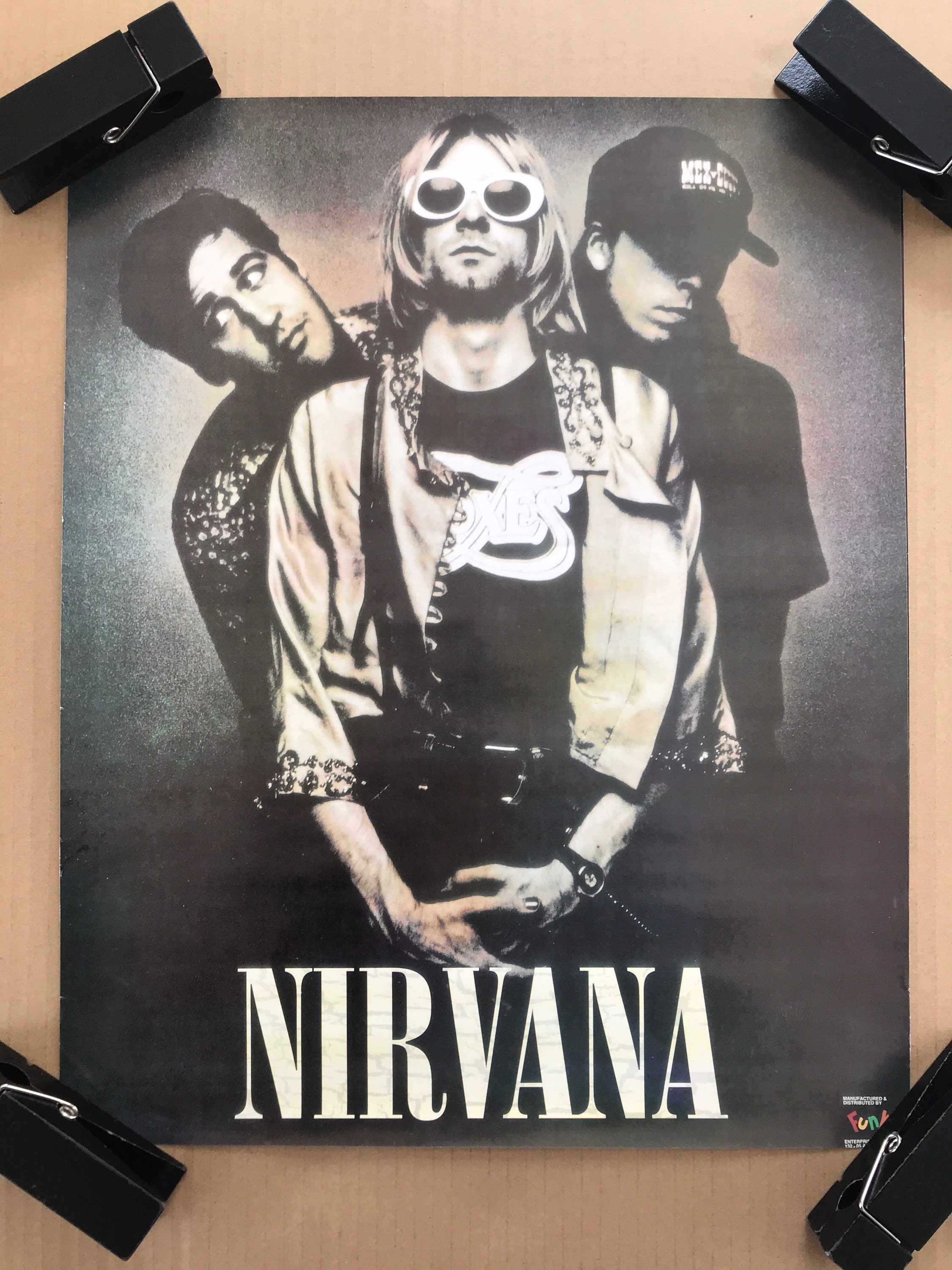 沸騰ブラドン Nirvana 1993 Original Vintage Group Music Poster Shot ミュージシャン