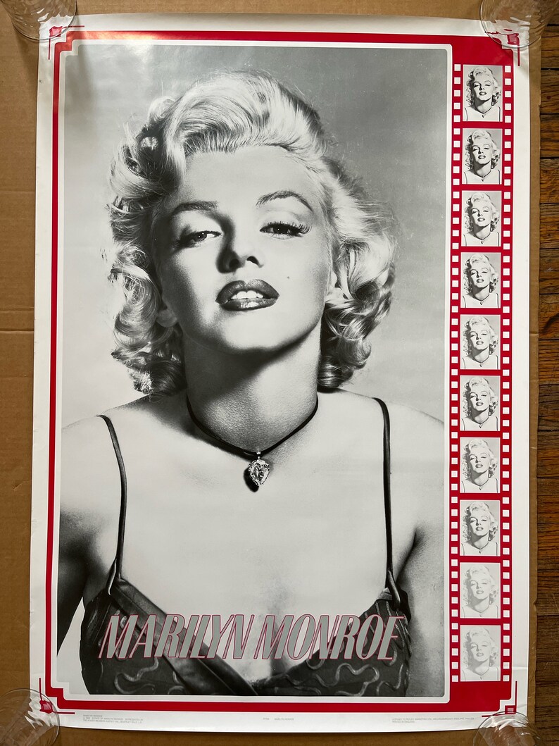 Vintage Poster Marilyn Monroe Black and White Movie Star 1980s Pinup - Etsy