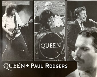 Queen Tour Vintage Poster Black and White 1990s Music Memorabilia
