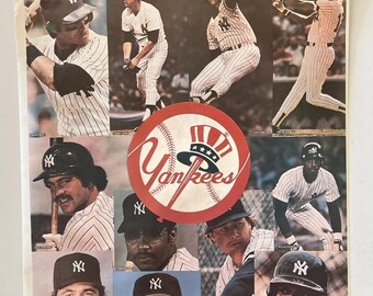 Original 1980s New York Yankees MLB Baseball Collage Poster
