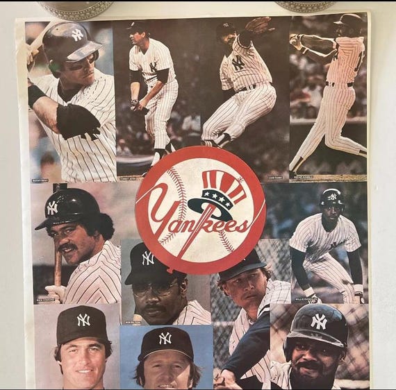 Original 1980s New York Yankees MLB Baseball Collage Poster