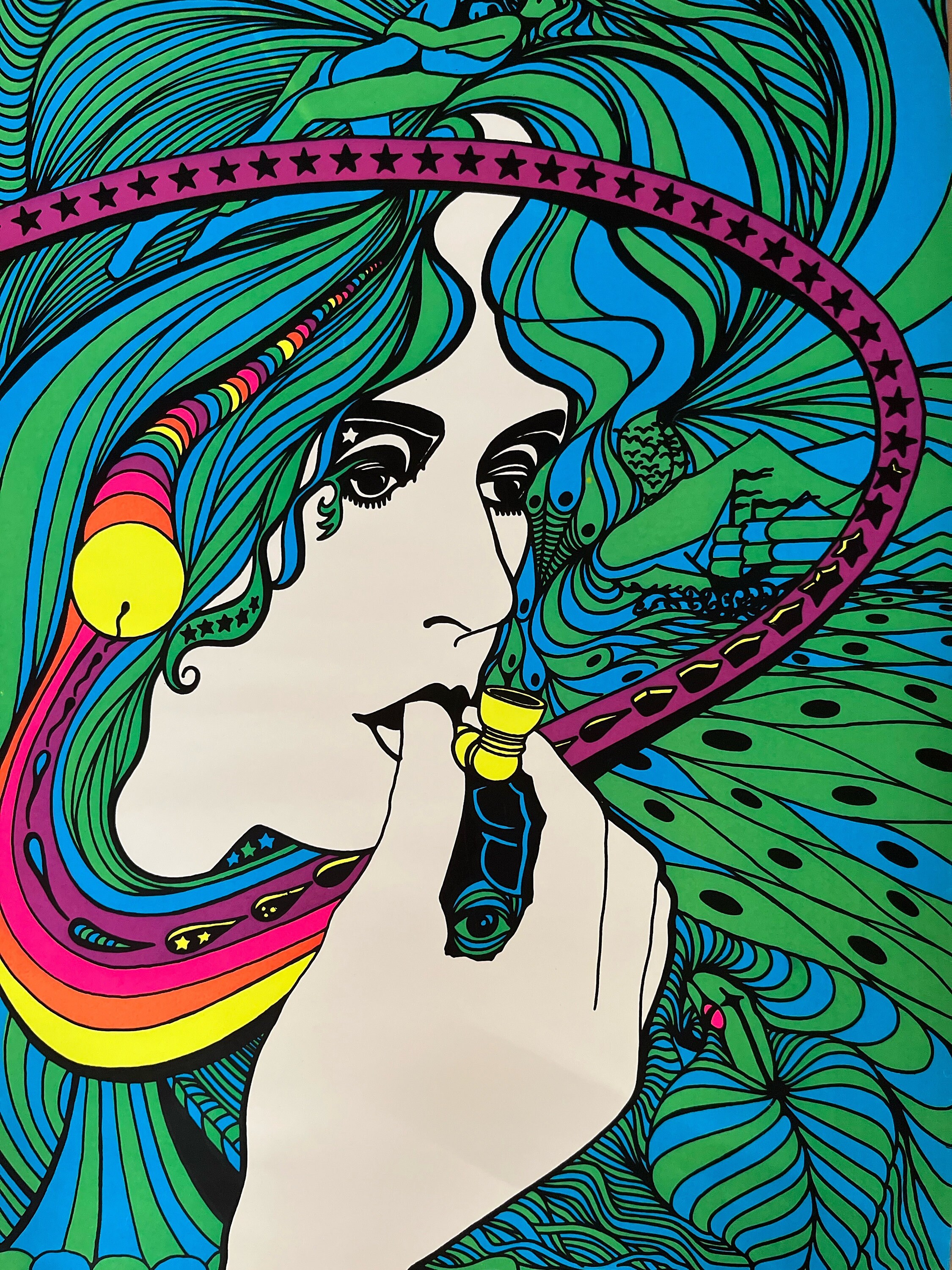 サイケデリック　TOM GATZ ACID QUEEN　ブラックライトポスター Acid Queen Original Vintage Poster Blacklight Tom Gatz Psychedelic
