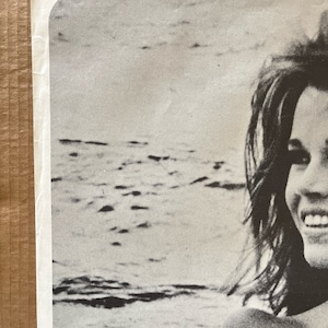 Original Vintage 1970s Jane Fonda Poster Beach Nude Black and White 70s