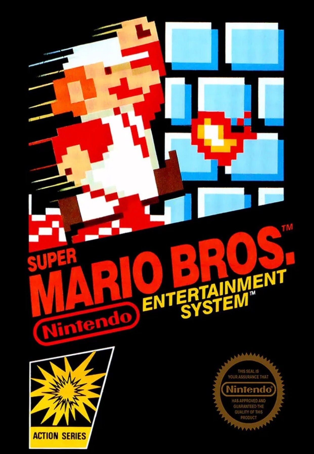 Super Mario Bros. Poster Nintendo Box Art Video Game NES Gamer Gaming