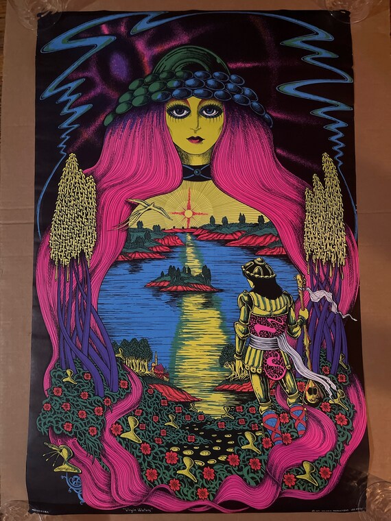 Original Vintage Poster Virgin Waters Blacklight Petagno Woman