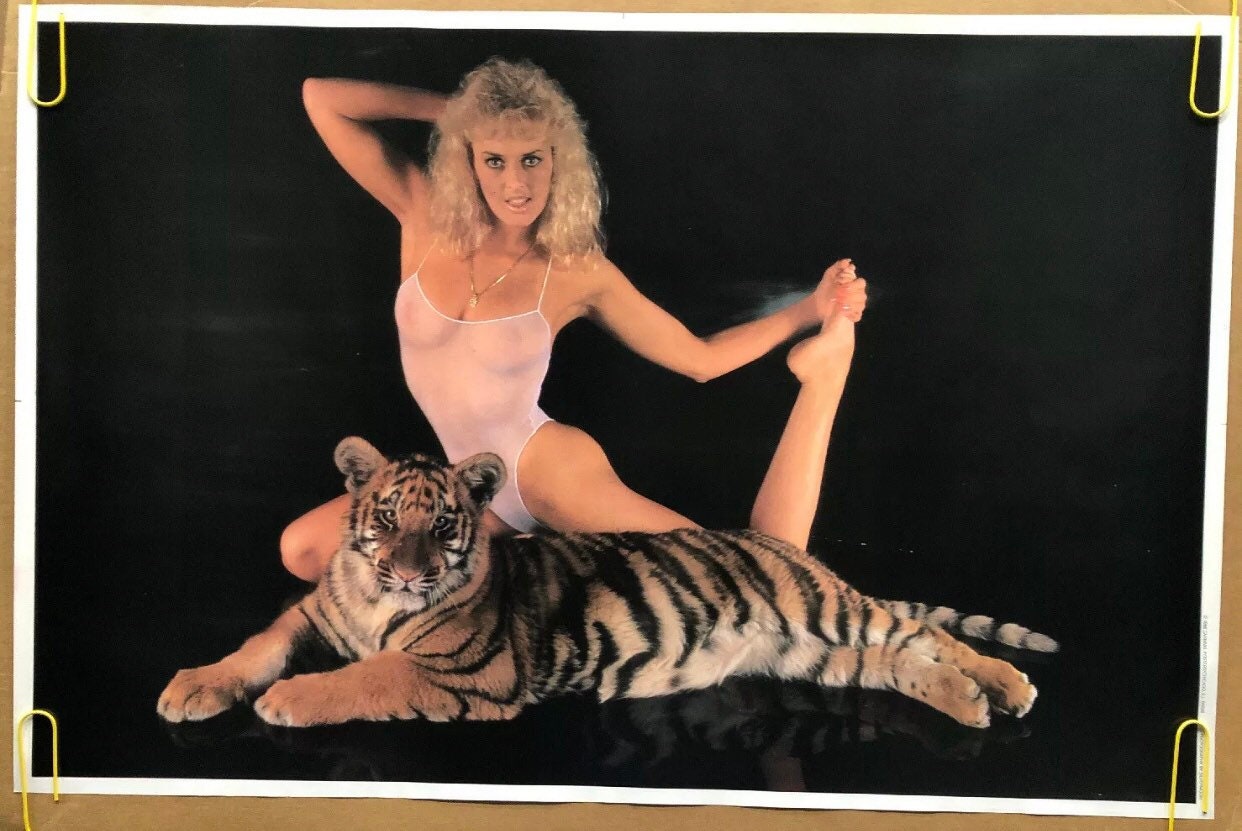 Lady and Tiger Original Vintage Poster Sexy Woman 1980s