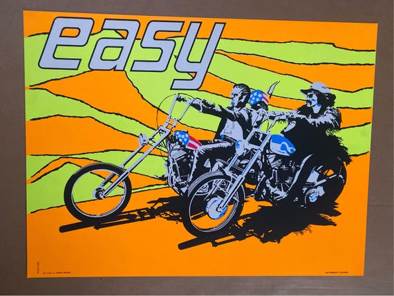Easy Rider Blacklight Poster Peter Fonda Dennis Hopper Movie 1969