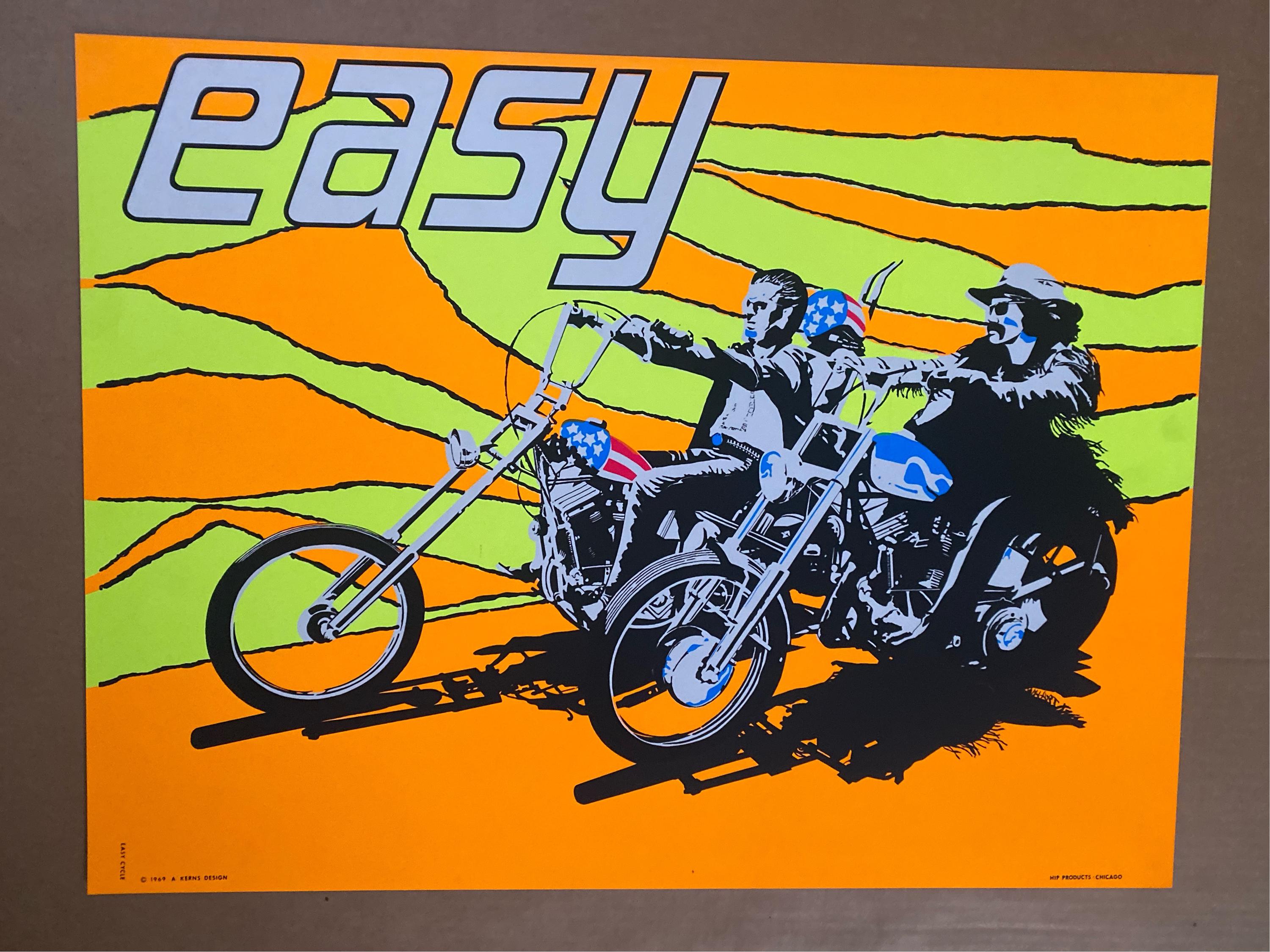 Easy Rider Blacklight Poster Peter Fonda Dennis Hopper Movie 1969