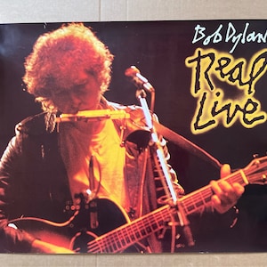 cartel vintage bob Dylan recuerdos de música en vivo real promoción 1980s
